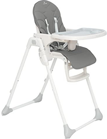 Olmitos – Trona bebe ligera multi posiciones – Asiento regulable con bandeja extraíble – Incluye ruedas y fácil plegado – Asiento acolchado y cómodo con textil anti manchas (CHARCOAL)