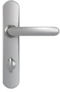 Poignées de porte avec plaque de condamnation, entraxe 165 mm, chromées miroir