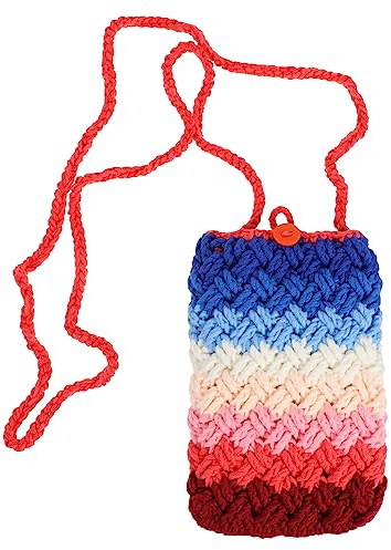 HAPINARY 1pezzi Borsa Tracolla Cellulare Intrecciata Mano in Lana Leggera e Resistente Per Donna Per Shopping Party e Uso Quotidiano Custodia Pratica Per Telefono e Piccoli Oggetti