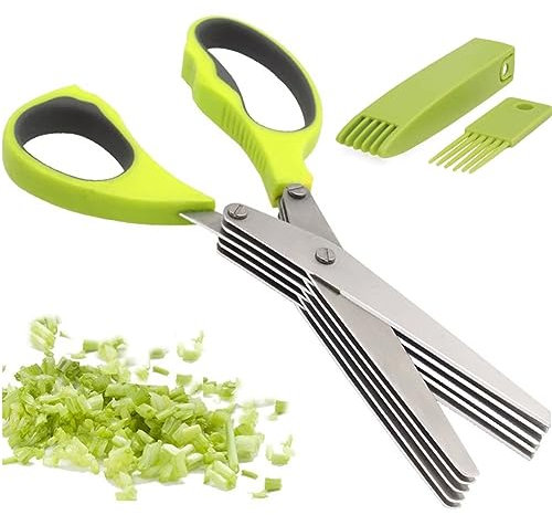 SSRDFU Ciseaux à Herbes - 1 pcs Ciseaux Herbes aromatiques,Hachoir Multi Lames, Ciseau à Plusieurs Lames Aromatiques, Coupe Herbe Cuisine pour Epices,Legume