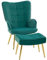 HOMCOM Modern Armchair with Footstool, Upholstered Accent Chair with Ottoman, Steel Legs, Velvet Wingback Chair for Living Room, Bedroom, Home Study, Dark Green