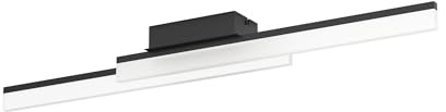 EGLO LED Deckenlampe Palmital, minimalistische Deckenleuchte | Badleuchte Decke aus Metall in Schwarz und Kunststoff in Weiß, Lampe Badezimmer, warmweiß, IP44, L 88 cm