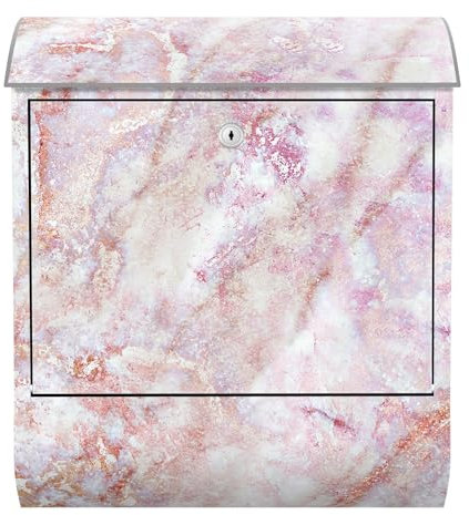 Arcondo Design Briefkasten mit Motiv und Zeitungsfach Rosa und Kupfer marmoriert