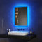 EMKE Espejo de baño Bluetooth con Enchufe para afeitadora, 450 x 600 mm, Espejo de baño Iluminado con Ambiente Azul con 3 Tonos de Color, Regulable, función de Memoria, antivaho montado en la Pared