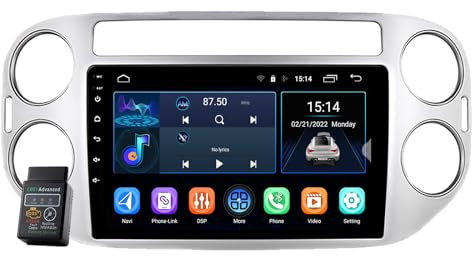 Für VW Tiguan 2006-2016 Autoradio USB Bluetooth 8 Core 9 Android 12 Autoradio DAB+Radio CarPlay Navi GPS HD Touchscreen Autoradio Bluetooth DAB+Radio WiFi,FM Radio (2GB RAM+32GB ROM)