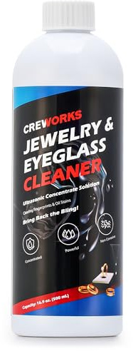 CREWORKS 17 fl oz Jewelry Cleaner Solution, 1:40 Extra Concentrated Jewelry Cleaning Agent for Ultrasonic Cleaners, Cleaning Concentrate Liquid for Gold Diamond Gemstone Glasses Silver Jewelry