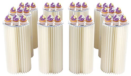10PCS Hochzeit Karton Blumensäule Vasen, Faltbarer Blumenständer Dekosäule Weiß Zylinderförmige Blumenständer für Hochzeit Verlobung Geburtstag Tischdekoration 60cm