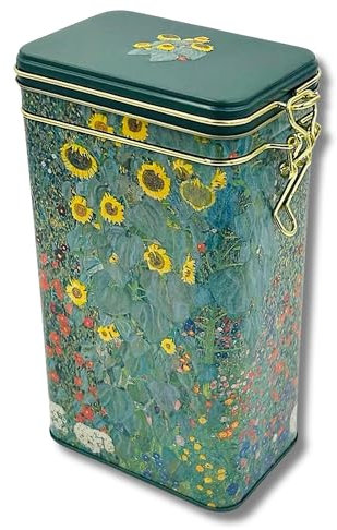 MediMuc Vorratsdose FridolinEdition - Kaffeedose, Teedose - geprägt und aufwendig lackiert - Künstler: Gustav Klimt Motiv: Bauerngarten - Maße: (B/H/T) ca. 11 × 18 × 7,4 cm Volumen ca. 1,5L
