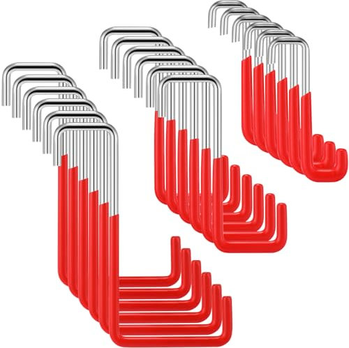 Hotop 18 Pcs Rafter Hanger Heavy Duty Large S Hooks Rafter Hanger for Garage Ladder Bike Fence Storage Organizer S Shaped Hooks(Red)