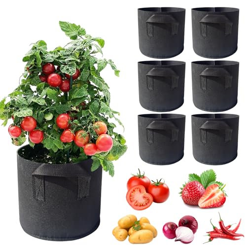 6 Piezas Bolsas De Cultivo Plantas,Saco De Planta,Saco De Patatas Para Plantar Con 2 Asas,Bolsa De Siembra No Tejida,Para Tomates, Verduras, Flores, Cultivo En Bolsas Para Balcón Jardín Invernadero