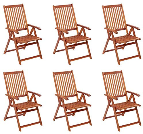 Homgoday Klappbare Gartenstühle 6 Stk. Massivholz Akazie Gartenmöbel