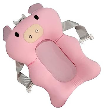 Nilioyul Cojín para bañera de bebé, soporte de asiento plegable, silla de baño transpirable, antideslizante, suave, cómodo, estera de enfermería de seguridad, Cerdo rosa
