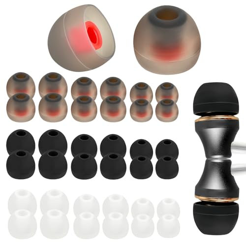36Pcs Replacement Earbud Tips,Silicone Earbud Covers,Earbuds Rubber Tips Suitable for Earphone Inner Holes 4.5mm to 6mm,3 Colors,3 Sizes