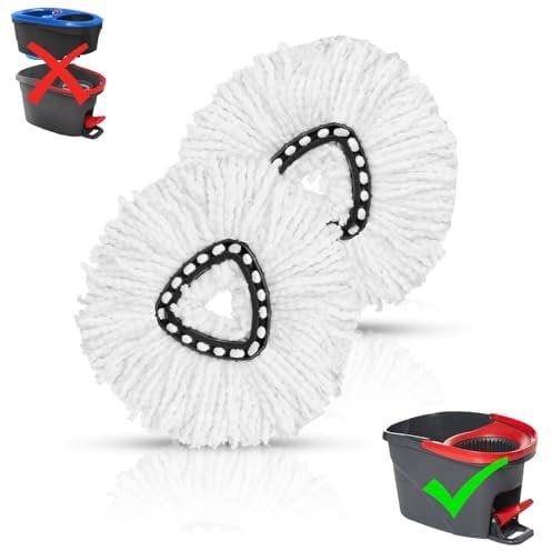 2 Pcs Spin Mop Scrub Brush Head Compatible with Vileda EasyWring 1-Tank System,Ocedar Mop Scrub Brush Floor Cleaning for Bathroom, Kitchen, Tub and Tile, NOT Fit RinseClean (White)