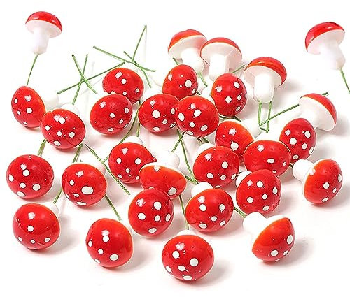 ENLACE Pilze Deko, 30 Stück Mini-Pilze Garten Töpfe, 3cm*2,6cm, Gartenpilze Blumentopf Pilz Dekoration, Mini Pilze, Zum Basteln und Dekoration, Garten Zubehör für DIY Potting Feengarten Blumentöpfe