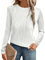 Gemulate Work Blouses for Women Long Sleeve Womens Tops Trendy Casual Winter Clothes Long Sleeve Solid Loose Striped Winter Pullover Going Out Tee White M