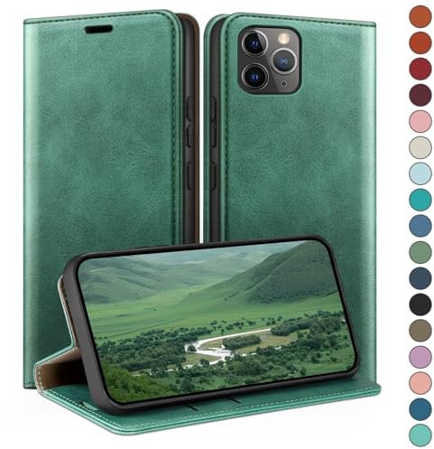 HUOUH for iPhone 12 Pro Max 6.7 Wallet case with RFID Blocking PU Leather,Flip Folio Book covers,Credit Card Holder Shockproof Phone case Women Men for Apple 12 Pro Max case Sea Green