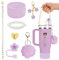 Set d'Accessoires Compatible avec Stanley Cup de 7 Pièces – Comprend une Botte en Silicone, un Couvercle de Paille, Charms Compatible avec Stanley pour Tumbler 800-1100 ml (violet)