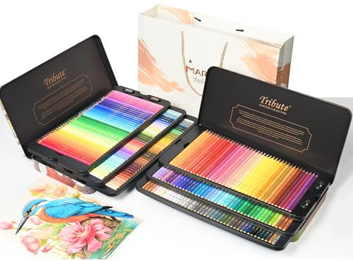 MARCO Erwachsenen-Buntstifte zum Ausmalen – 240-farbiges Set, professionelle Ölfarbstifte, Holzstifte in Eisenbox, geeignet für Kunstschüler & Profis (240-teiliges Ölset)