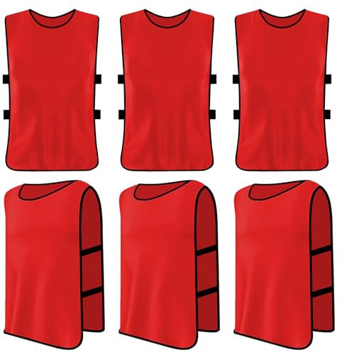 Daelesr 6 Stück Trainingsleibchen Basketball für Kinder, Sport Training Lätzchen, Fußball Leibchen Kinder Set, Sport Trikot Leibche für Fussball, Rugby, Netzball, Cricket, Volleyball, Hockey (Rot)
