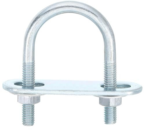 QUARKZMAN Bulloni a U Rotondi, 1 Set 27mm Larghezza Interna 53mm Lunghezza M6 Bullone a U in Acciaio al Carbonio Zincato con Dadi e Piastre, per Rimorchi Nautici