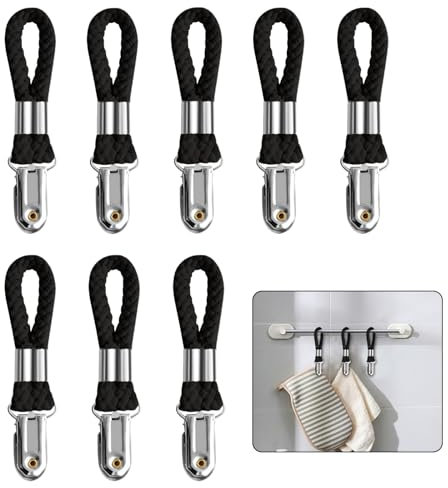 SI SEN 8 Pezzi Clip per Gancio per Strofinaccio, Clip per Asciugamano da Cucina, Clip per Asciugamani in Metallo, Clip per Appendere Mollette, Strofinacci, Calzini, Guanti, Asciugamani