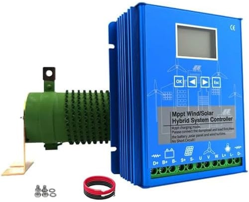 KX-ENERGIE 2000W Wind Solar Hybrid Laderegler,12V/24V Automatisch Erkennung MPPT Boost Controller,1000W Windkraftanlagen 1000W Photovoltaik Off Grid,für Blei-Säure/Lithium Batterien