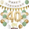 Luftballon 40. Geburtstag Salbeigrüne Folienballon Luftballon Zahlen 40. Geburtstagsdeko Männer Frau 40 Jahr Riesen Folienballon Zahl 40 Ballon 40 Deko zum Geburtstag Dekoration Grün Weiß Gold