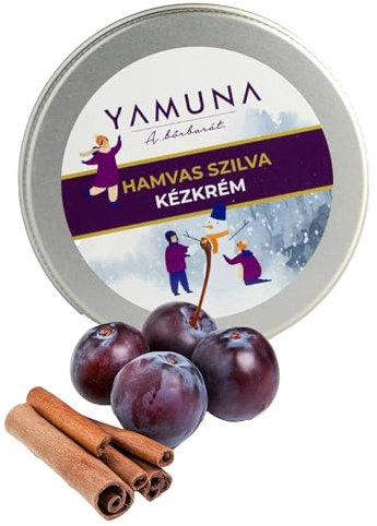 YAMUNA NATURAL BEAUTY– Intensive Feuchtigkeitspflege für beanspruchte Hände, schützt mit natürlichen Inhaltsstoffen.Ideal für trockene Haut für zarte, geschmeidige Haut. (50 ml, Pflaume mit Zimt)