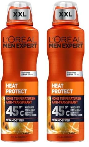 L'Oréal Men Expert XXL Deospray für Männer, Bodyspray gegen Schweißgeruch, Schwitzen und Nässe, Herren Deo Antitranspirant für hohe Temperaturen bis zu 45°C ohne Alkohol, Heat Protect, 1 x 250 ml