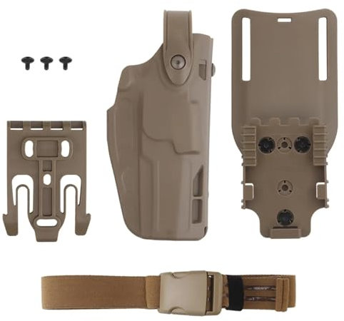 YChoolco Holster Tactique Airsoft for droitier, avec système de dégagement Rapide QLS, Adaptateur de Jambe, Compatible avec Les modèles Glock 17, 19, 22, 23, 31 et 32(T)