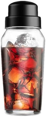 Shaker professionale per cocktail con scala integrata e colino, 560 ml, per baristi domestici, facile da pulire e misurare le bevande (nero)