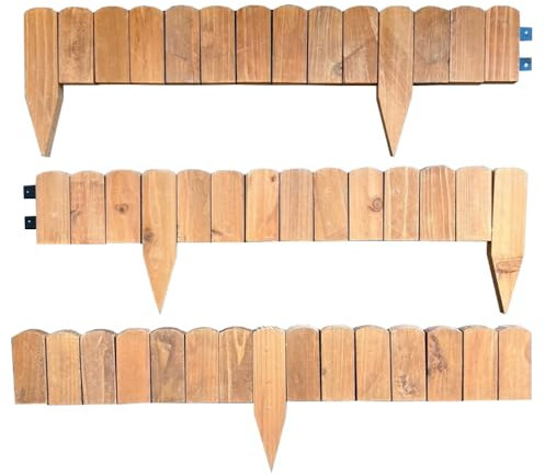Set of 3 Wooden Lawn Edging Log Roll Style Panels (210cm x 10cm)