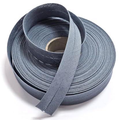 Baumwolle Schrägband vorgefalzt 40/20mm grau-blau 10m