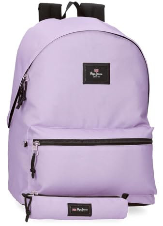 Pepe Jeans Aris Colorful Mochila para portátil 15,6 Doble Compartimento Lila 31x44x17,5 cms Poliéster by Joumma Bags