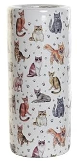 DRW Regenschirmständer aus Porzellan, rund, mit Katzen, 19 x 19 x 45 cm