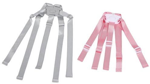 PAMINGONO 2 Stück 5 Punkt für Kinderwagen und Hochstühle Verstellbare Ersatzgurte aus Weichem Material in Grau und Rosa Universeller Babysicherheitsgurt für Kleinkinder