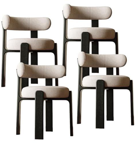 DGDHHSFJDJ Esszimmerstühle, minimalistische Frühstücksstühle mit bequemer Rückenlehne und gepolstertem PU-Leder for Esszimmer, Wohnzimmer, Schlafzimmer und Studio(Black-beige,4PCS)