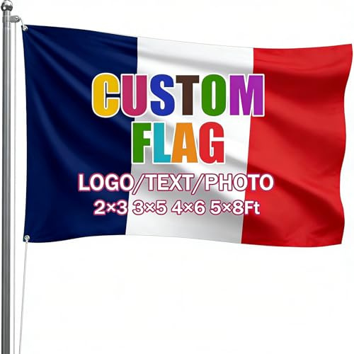 Personalisierte Flagge Selbst Gestalten, Fahne Selbst Gestalten, Frankreich Gestalten Sie Ihre eigene Flagge mit Foto/Logo/Text für Schlafsäle Schlafzimmer Garten Jahrestag Party Bar Dekoration
