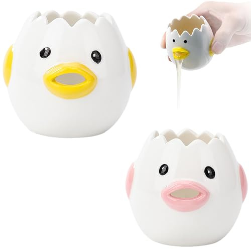 Egg Separator, Ceramics Vomiting Chicken Egg Yolk Egg White Separator, Little Chick Small Egg Filter Splitter Suitable for Kitchen Baking Small Tools (2PCS)