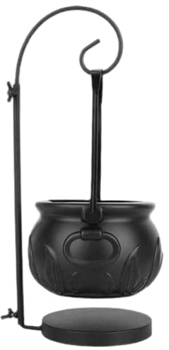Xdyyjrasa Black Halloween Candy Bowl Plastic Witch Cauldron with Stand – Halloween Decorations for Prop Candy Small Toys Coin