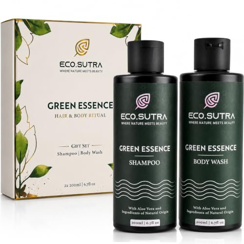 Eco.Sutra Green Essence Gift Set – Shampoo & Body Wash 2x200 ml – Natural Aloe Vera Care – Sustainable Wellness Gift for Men & Women