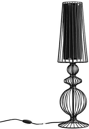 Licht-Erlebnisse Tischlampe Stoff Stahl Schwarz Schlafzimmer Wohnzimmer 79,5 cm E27 bis 40W wohnlich blendarm Leselicht Moderne Nachttischleuchte AVEIRO