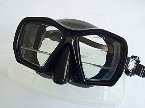 Polaris Plus Tauchmaske mit Lesegläsern +1,75 Korrektur Dioptrien Taucherbrille (Schwarz/Schwarz)