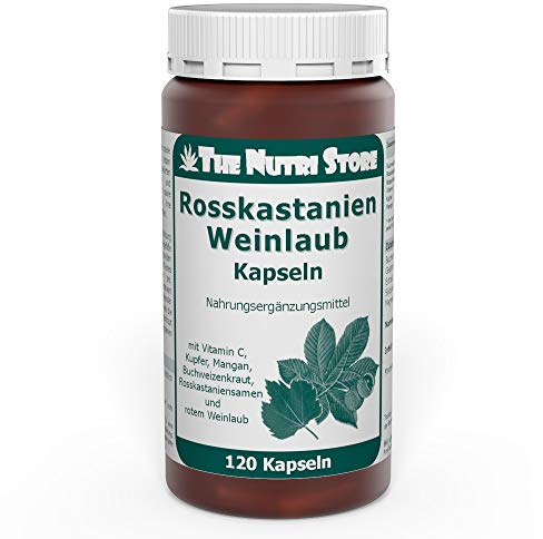 The Nutri Store - Rosskastanie & Weinlaub Kapseln - 120 Kapseln - mit Vitamin C, Kupfer & Mangan - Kollagenbildung & Bindegewebe - Made in Germany