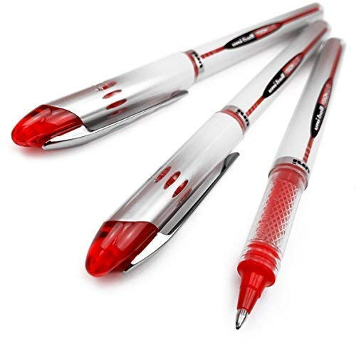 Uni-Ball Vision Elite UB-200 Liquid Ink Rollerball Pen - Red (Pack of 3)