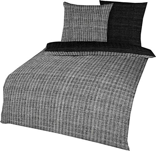 Kaeppel Wendebettwäsche Satin schwarz-weiss Größe 155x220 cm (80x80 cm)