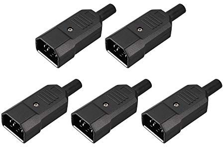 sourcing map 5Pcs AC250V 10A IEC320 C14 Male 3 Terminals Power Socket Adapter Connector