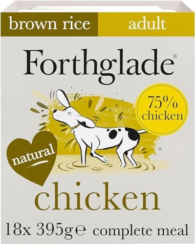 Forthglade Wet Dog Food (18 x 395g Trays) - Wholegrain & Hypoallergenic Dog Food, Chicken with Vegetables and Brown Rice, Adult Stomach Sensitive Meals with Natural Ingredients