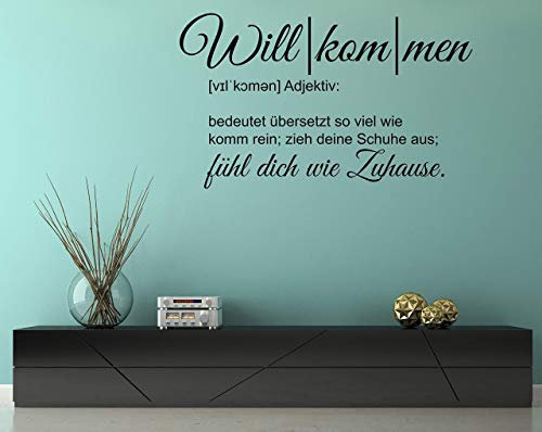 *NEU* Wandaufkleber Wandtattoo Wandsticker Flur Diele Eingang ***WILLKOMMEN - Definition*** (Größen und Farbauswahl)